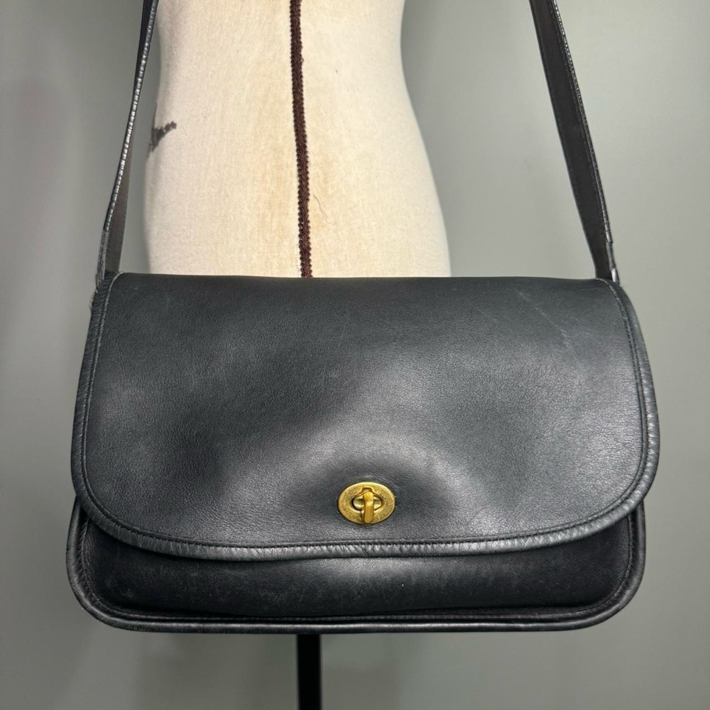 Vintage Coach Black Leather City Bag #9790